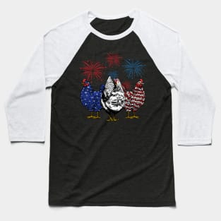 Chicken America Flag 4th of July Baseball T-Shirt